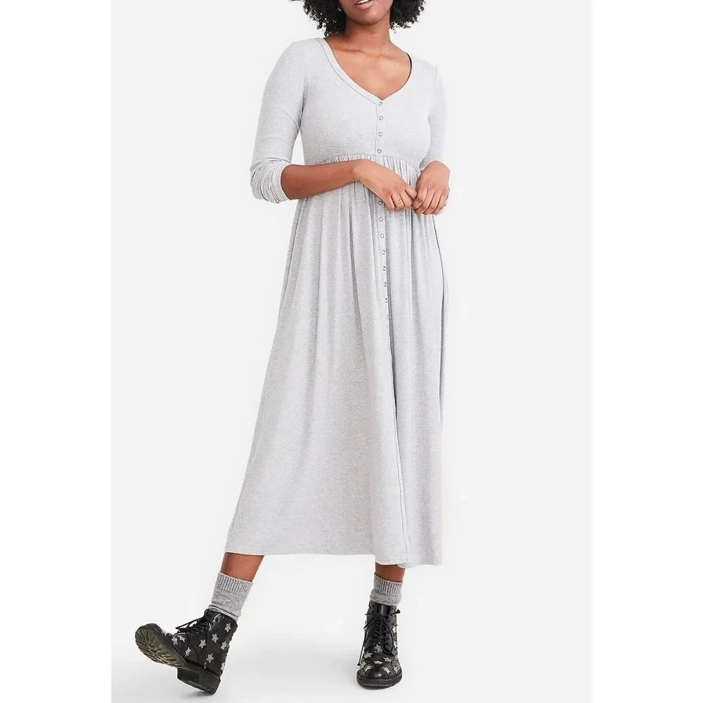 HATCH The Softest-Rib 3/4 Sleeve Nursing Maternity Lightweight Knit Maxi Dress